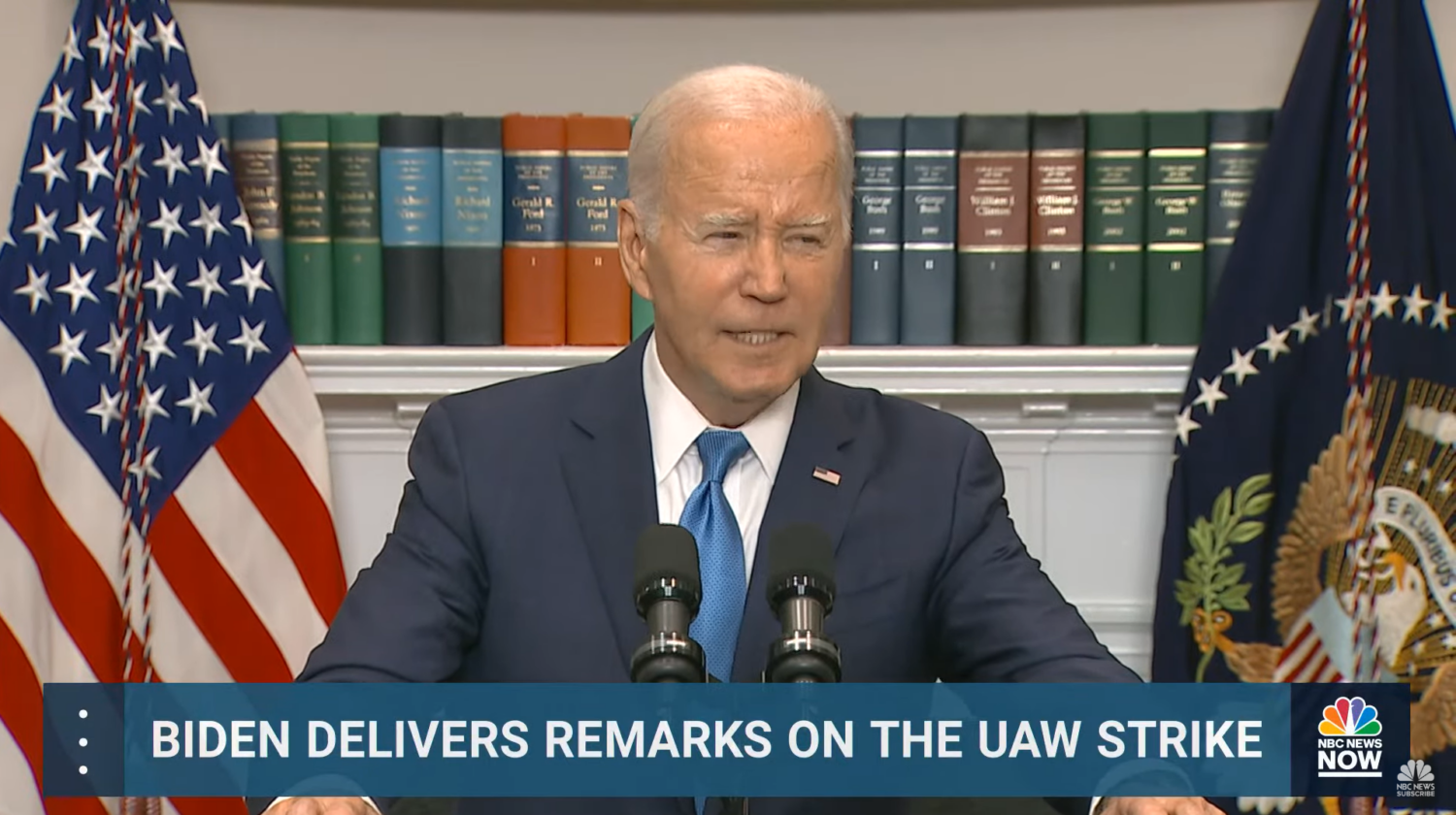 President Biden addresses the UAW's landmark strike against Detroit's Big Three, urging continued negotiations and understanding.