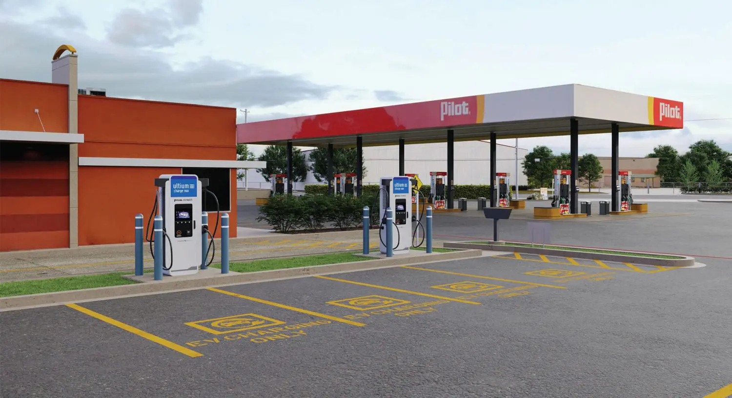 Over the next 5 years, GM, EVgo, and Pilot Flying J intend to build at least 2,000 EV charging stations, located at 500 Pilot travel stops.