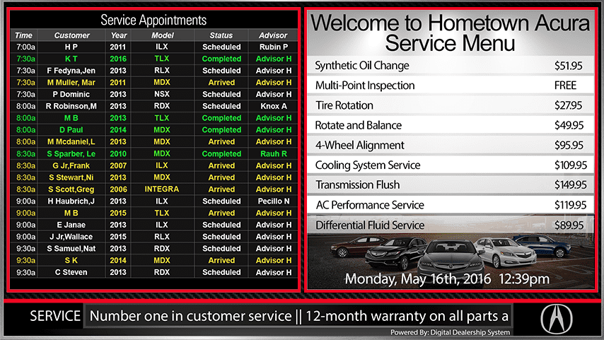 Digital Dealership System digital signs