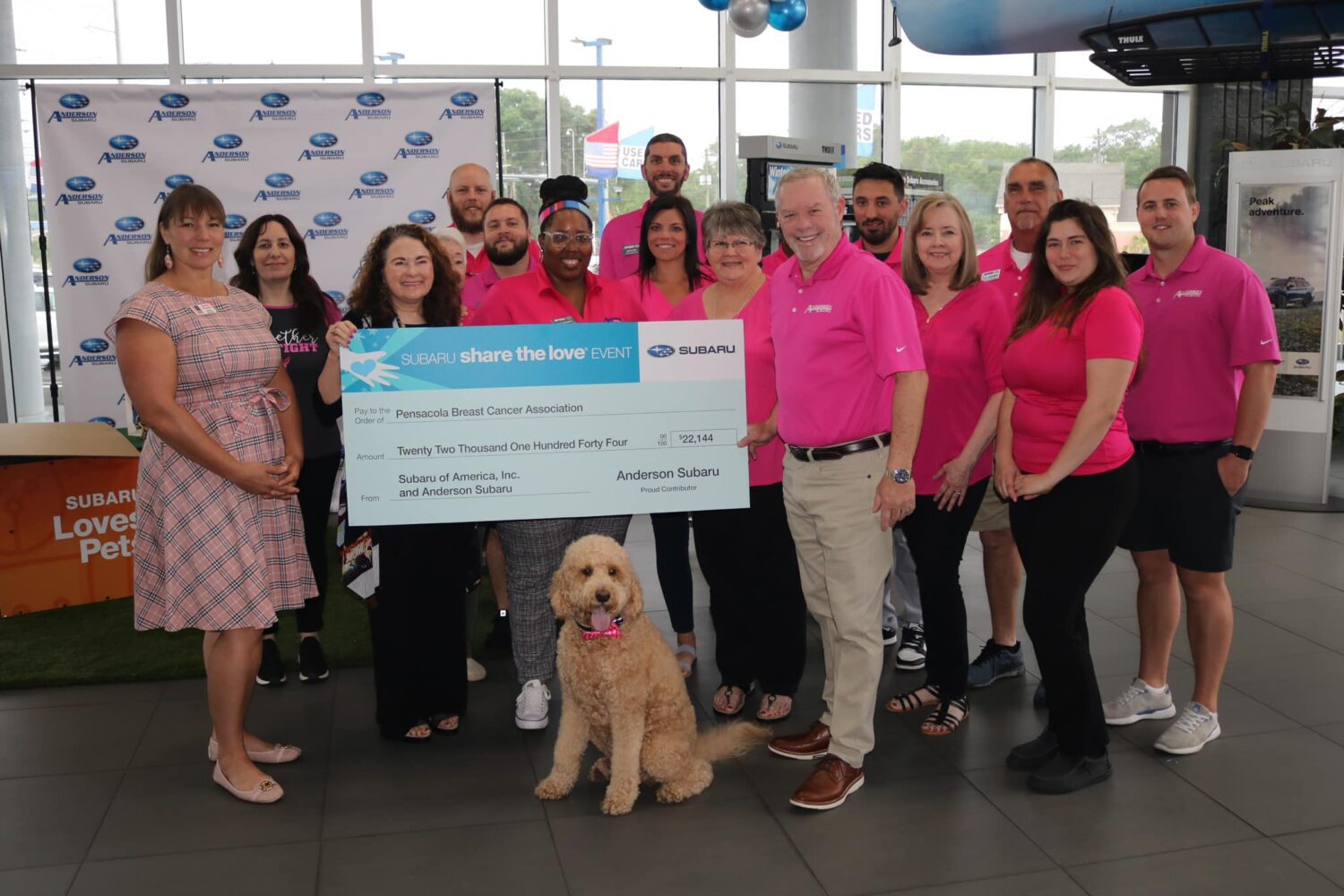 Florida-based dealer Anderson Subaru has delivered its latest donation to the Pensacola Breast Cancer Association