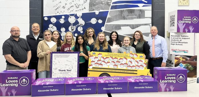 A Pennsylvania Subaru dealership has donated 15 boxes of classroom supplies to educators at a local high school.
