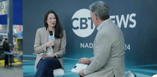 Cox Automotive President of Inventory Solutions Grace Huang joins CBT News anchor Jim Fitzpatrick during the 2024 NADA Show in Las Vegas.