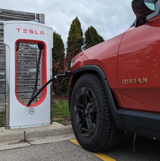 Rivian owners will be able to access Tesla Supercharger locations to charge their electric trucks and SUVs starting from March 19.
