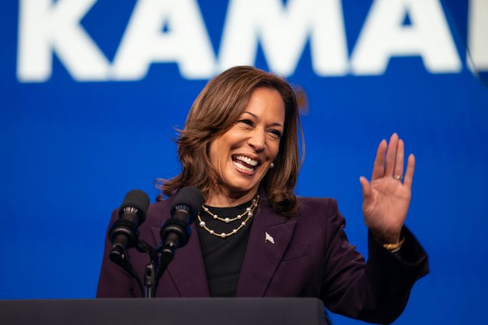 Vice President Kamala Harris, emphasized the importance of collective bargaining and workers' rights during a campaign event.