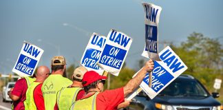 UAW workers strike at Eaton Aerospace over retirement, wages, and health care dispute More than 500 UAW-represented workers at Eaton Aerospace in Jackson, Michigan, walked off the job on Monday, Sept. 16, 2024.